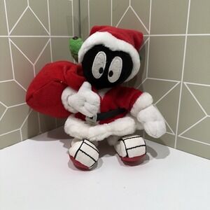 Vintage Marvin the Martian Santa with Present Bean Bag Warner Bros 1999 Plush